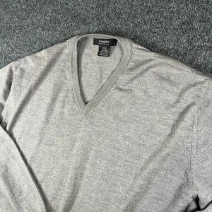 Giorgiolini Sweater Mens 2XL Gray Knit 100% Merino Extrafine Wool V-Neck Classic